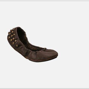 Juicy Couture Leather Studded Scrunch Ballet Flats Foldable Size 9